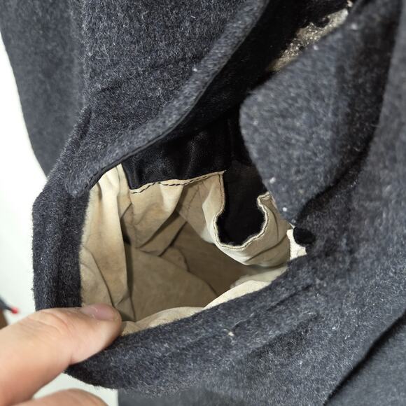 Vintage Jos A Bank Mens Trench Coat Gray Wool Blend Fall Winter Cold Weather - Picture 12 of 16